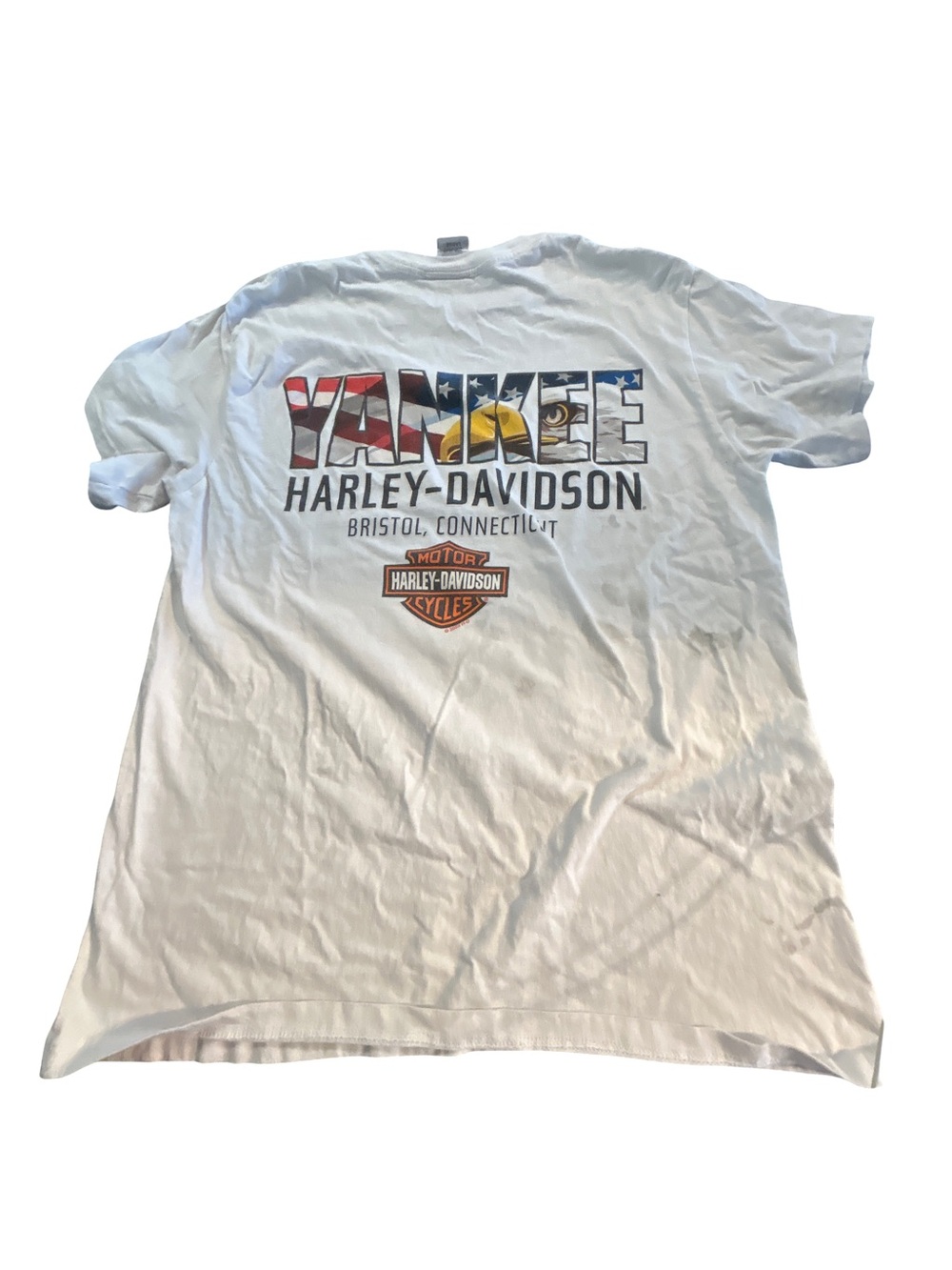 Harley  Davidson Yankee T-Shirt Large White Made in USA Bristol CT Streetwear